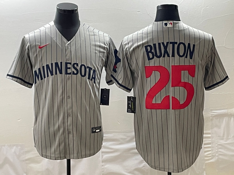 Men's Minnesota Twins #25 Byron Buxton Gray Cool Base Stitched Jersey